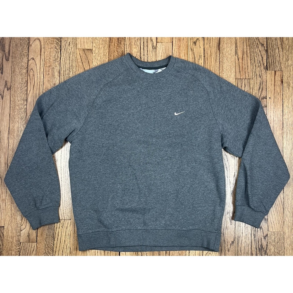 Vintage‎ Nike Y2K Crewneck Sweatshirt Mini Swoosh Logo Gray Men's Sz Large